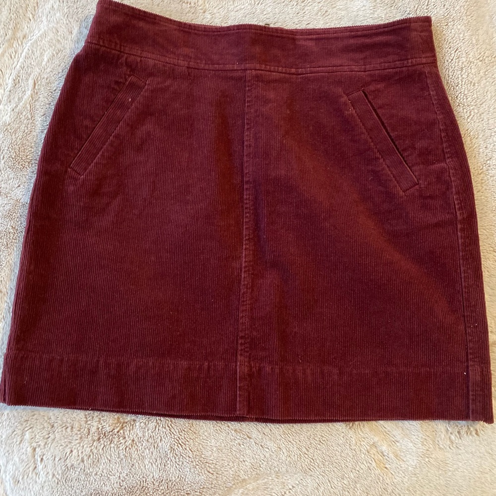 LOFT Wine Corduroy Mini Skirt
